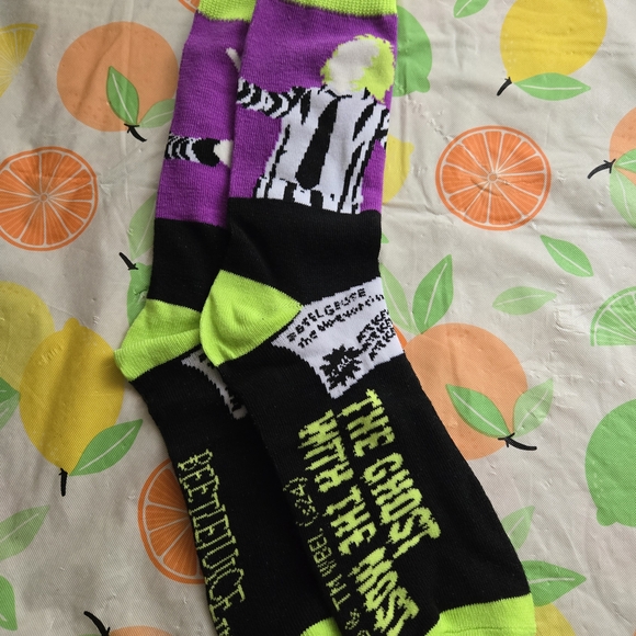 Striped Men's Socks - Purple and Green - Picture 1 of 1